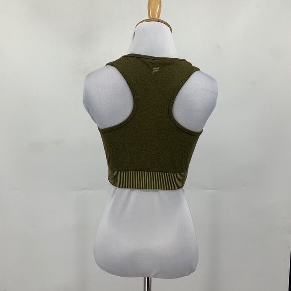 Fabletics Sports Bra Women M Medium Moss Seamless Low Impact Logo Band High Neck - Picture 7 of 13